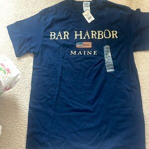Bar Harbor Maine unisex size Medium navy blue short sleeve shirt